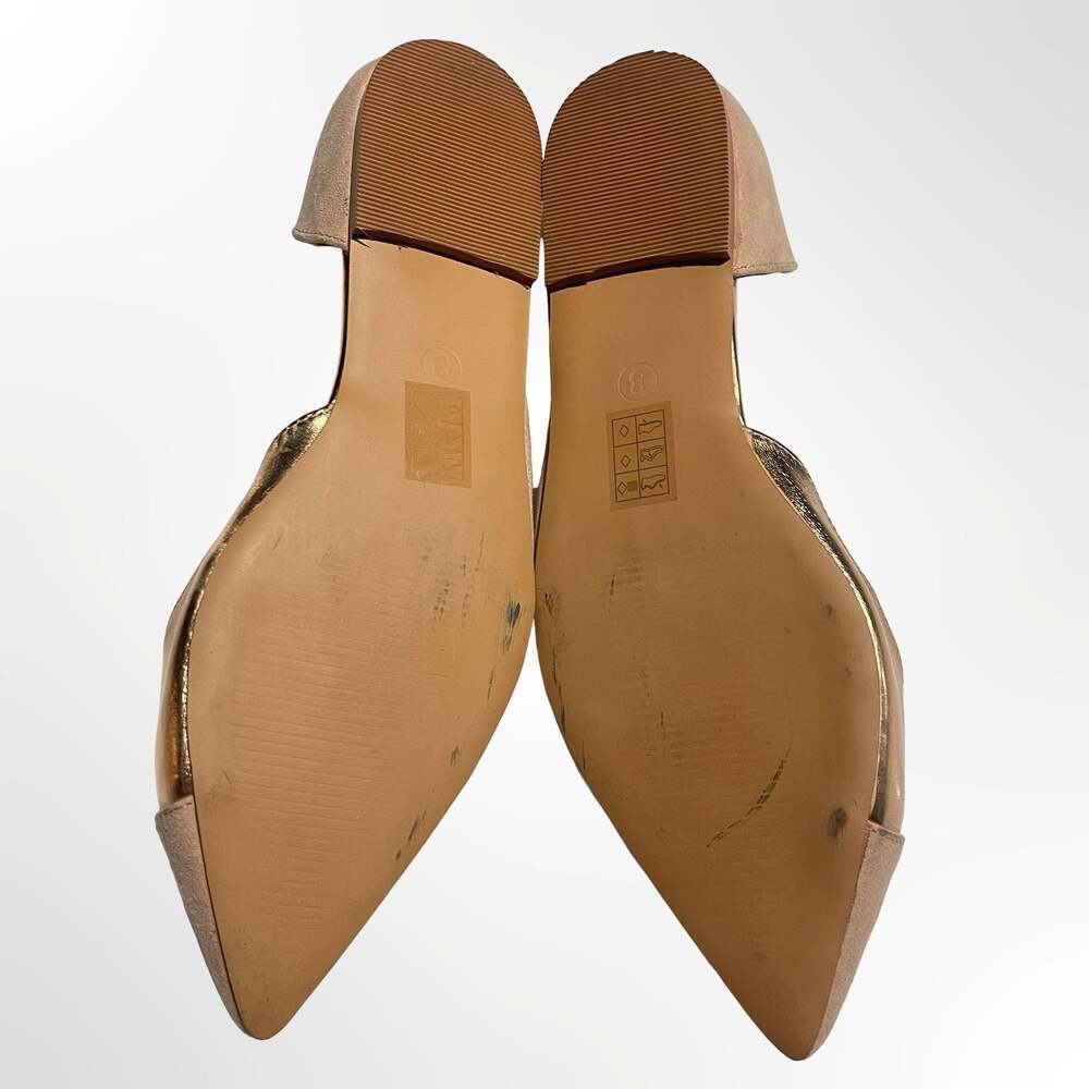 ASOS Shoes Beige Suede and Gold Pointed Toe D'Orsay Flats