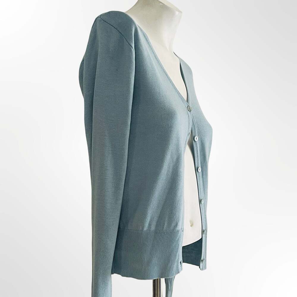 Kenzie Women's Light Blue V-Neck Button-Front Knit Cardigan Sweater Size Small