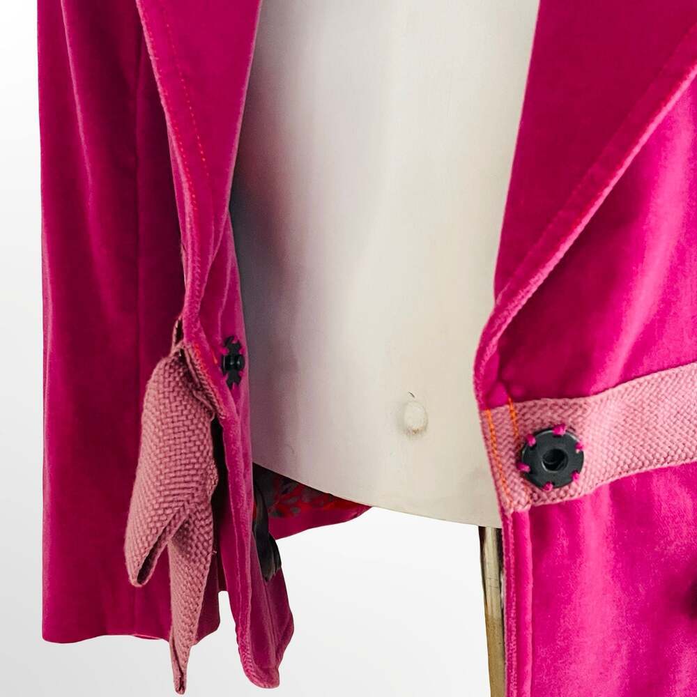 Samantha Treacy Women's Hot Pink Velvet Blazer Jacket with Floral Lining