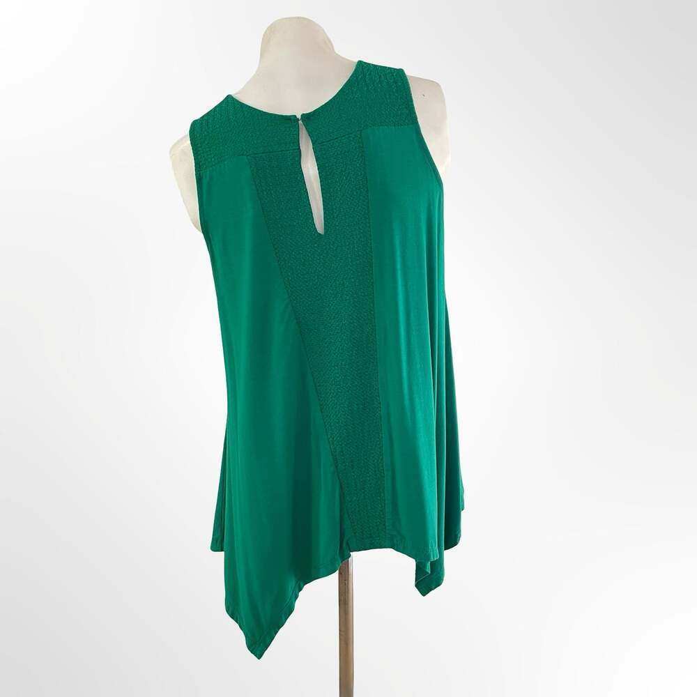 Adrianna Papell Green Sleeveless Keyhole Back Asymmetrical Hem Blouse