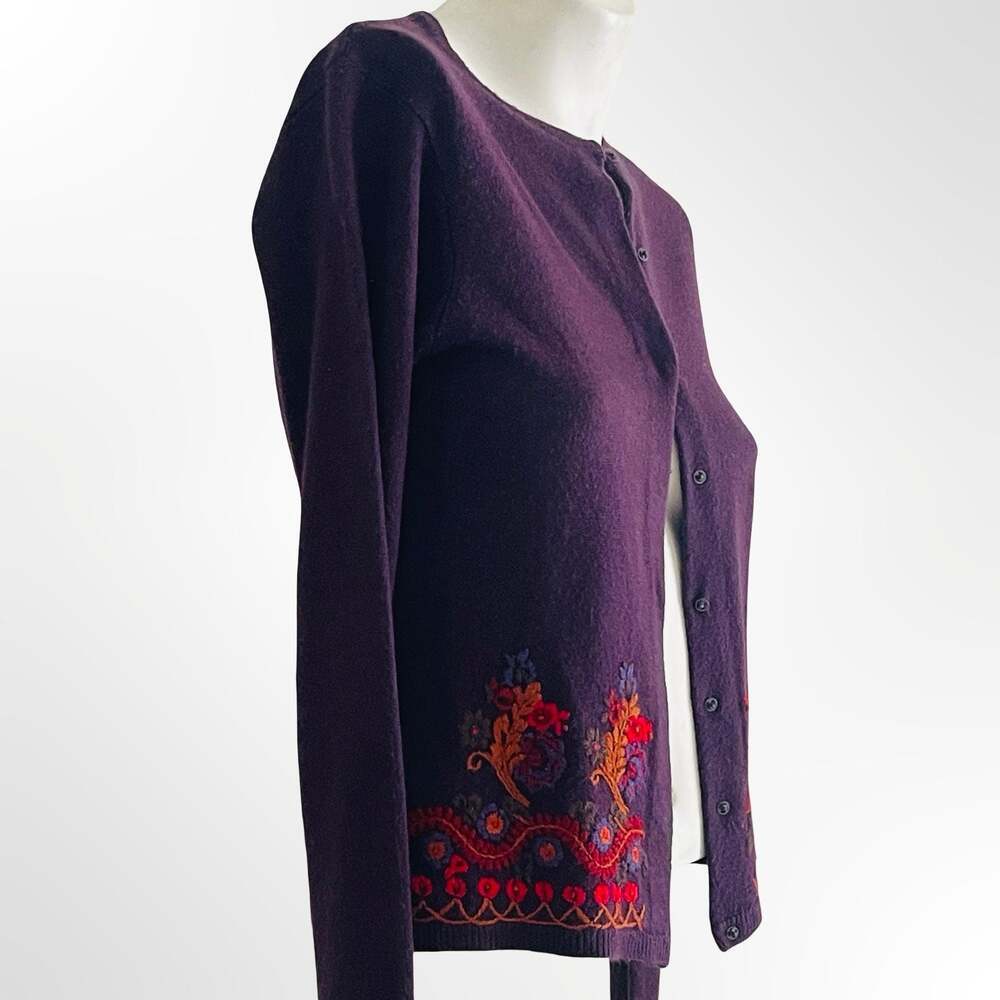 Unbranded Purple Floral Embroidered Button-Front Cardigan Sweater