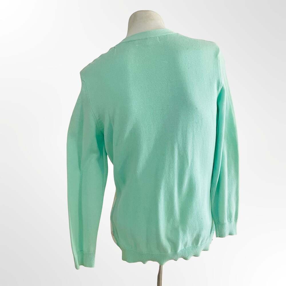MICHAEL Michael Kors Mint Green Argyle V-Neck Cotton Cardigan Sweater
