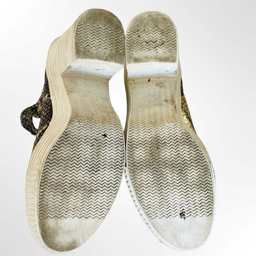 Martin Pescatore Snakeskin Print T-Strap Platform Mary Jane Heels