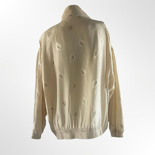 Elegant Cream Silk Women's Jacket in Large