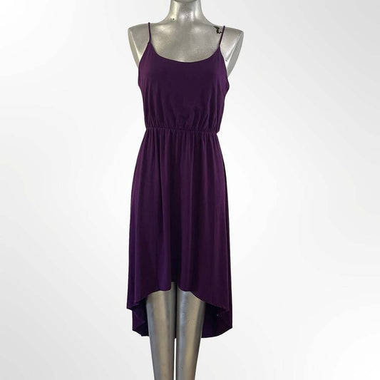 Color Thread Women's Purple Spaghetti Strap High-Low Casual Dress