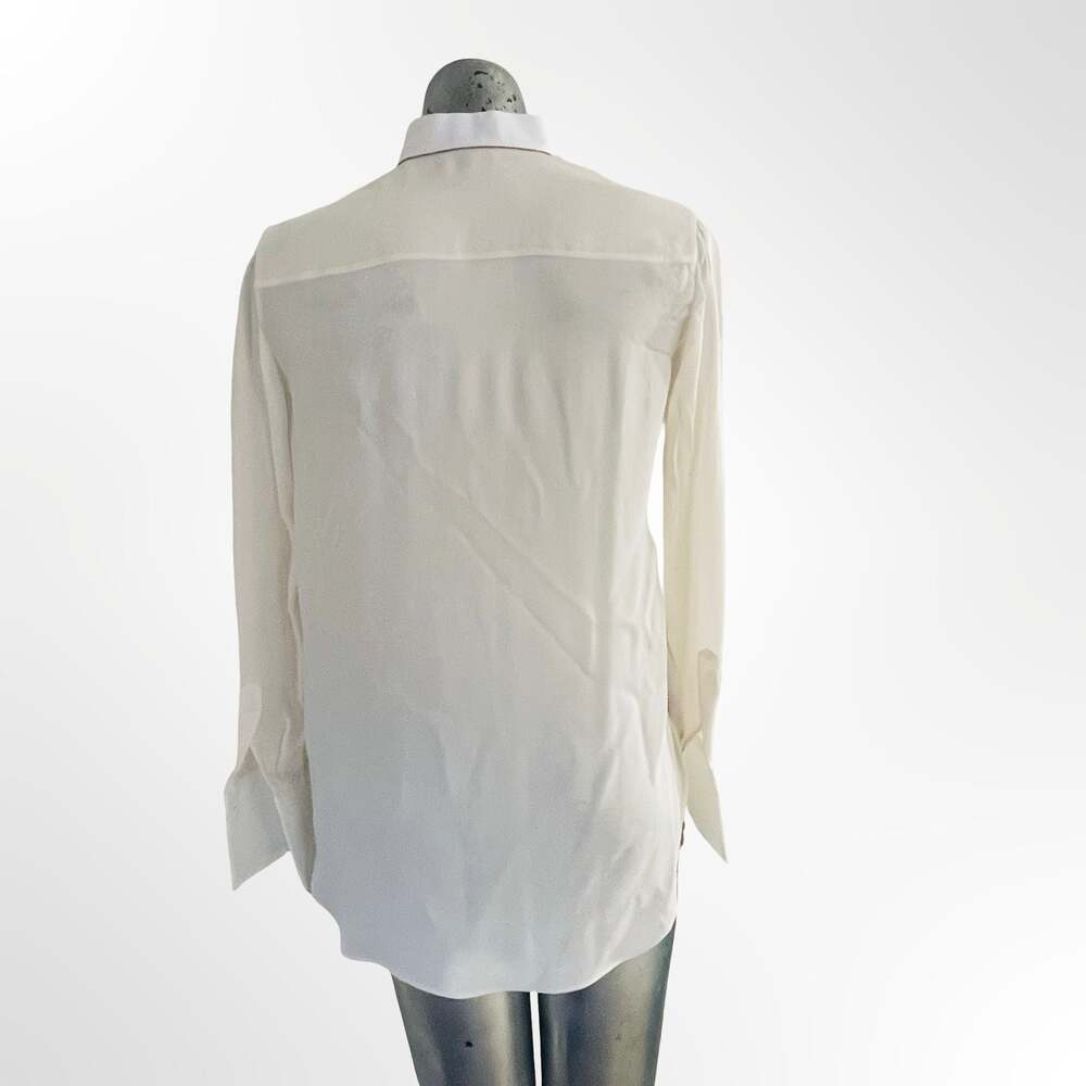Brunello Cucinelli Women's 100% Silk Two-Tone Blouse with Monili Beaded Collar D