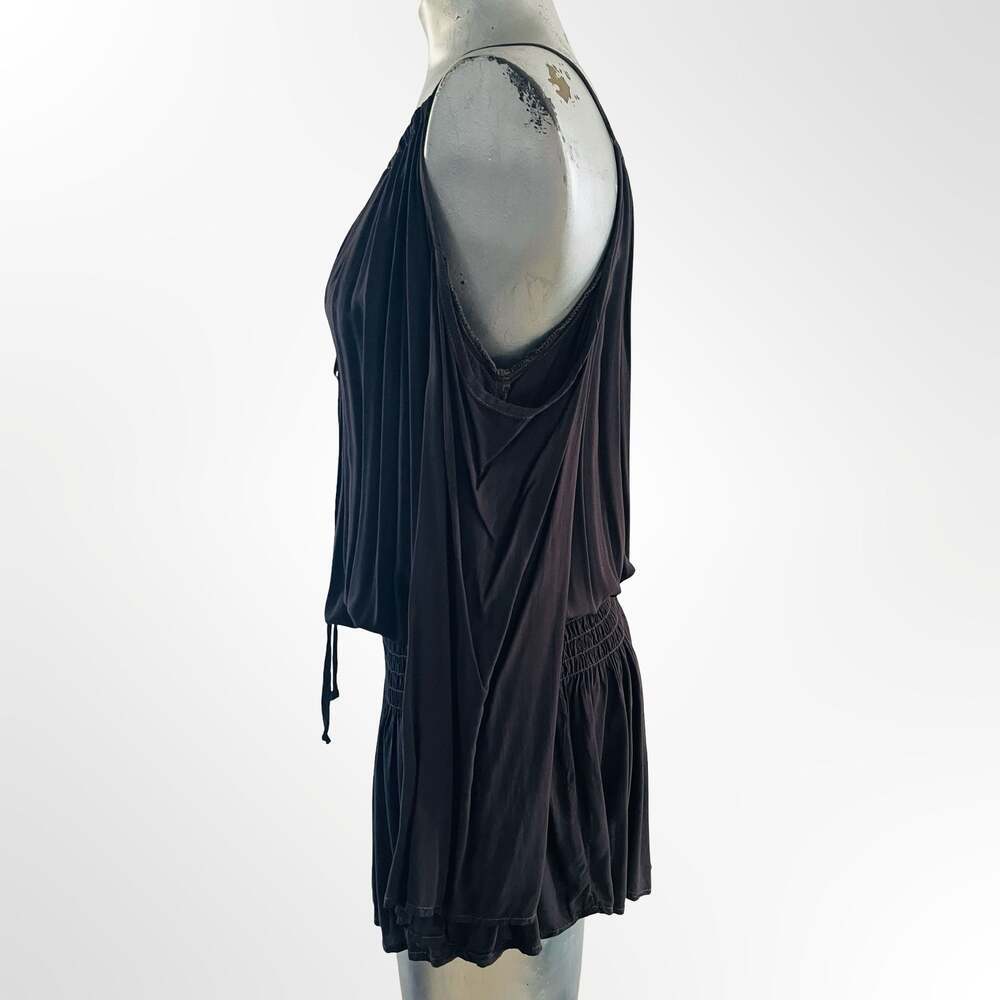 Blue Life Rayon Cold Shoulder Smocked Waist Mini Dress Size S
