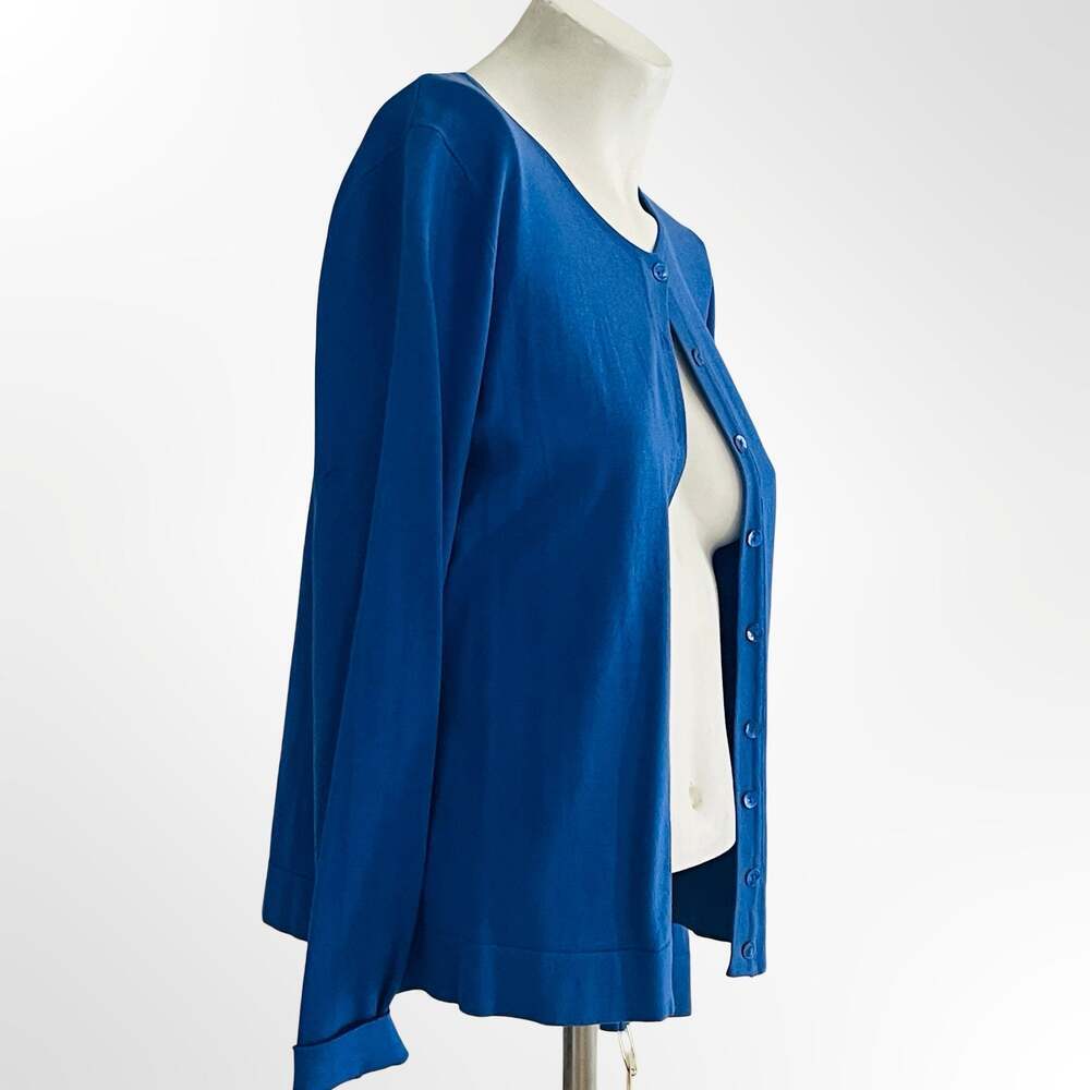 August Silk Classic Royal Blue Crew Neck Cardigan Sweater
