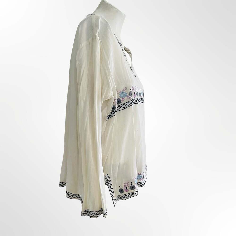Step In Style Embroidered Boho Cotton V-Neck Long Sleeve Blouse Size L