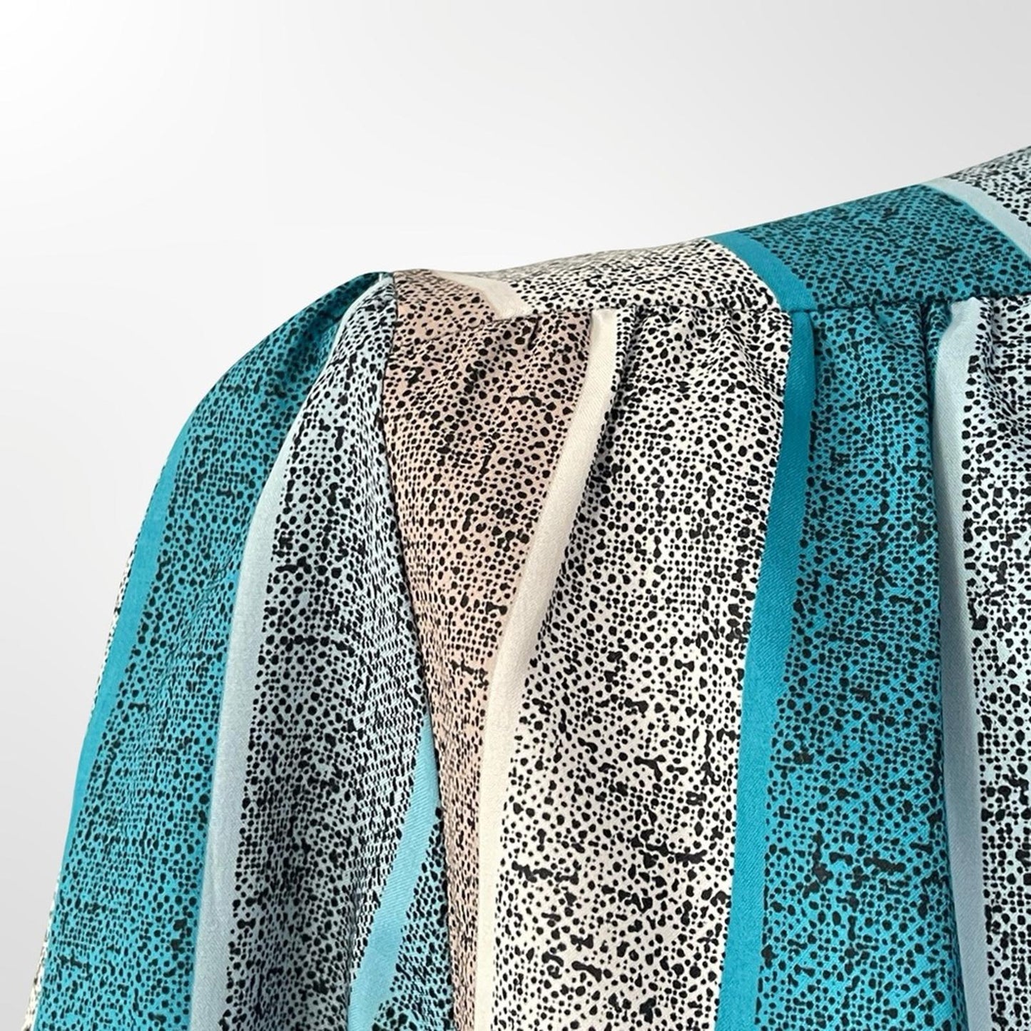 Women's Teal & Gray Striped Button-Up Silk Shirt