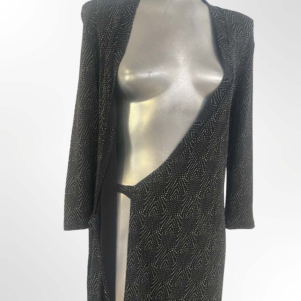 Banana Republic Black Metallic Dot Print V-Neck Midi Wrap Dress