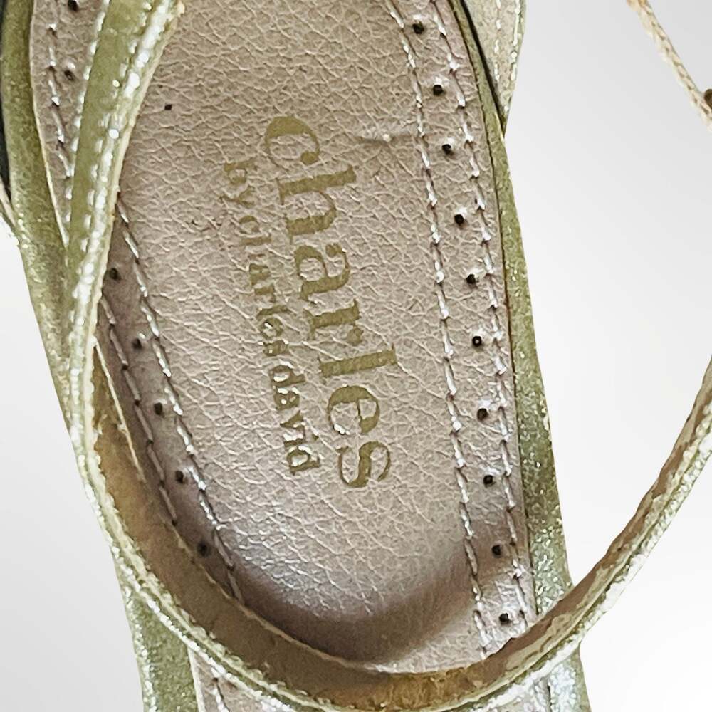 Charles by Charles David Gold Glitter Ankle Strap Stiletto Sandals
