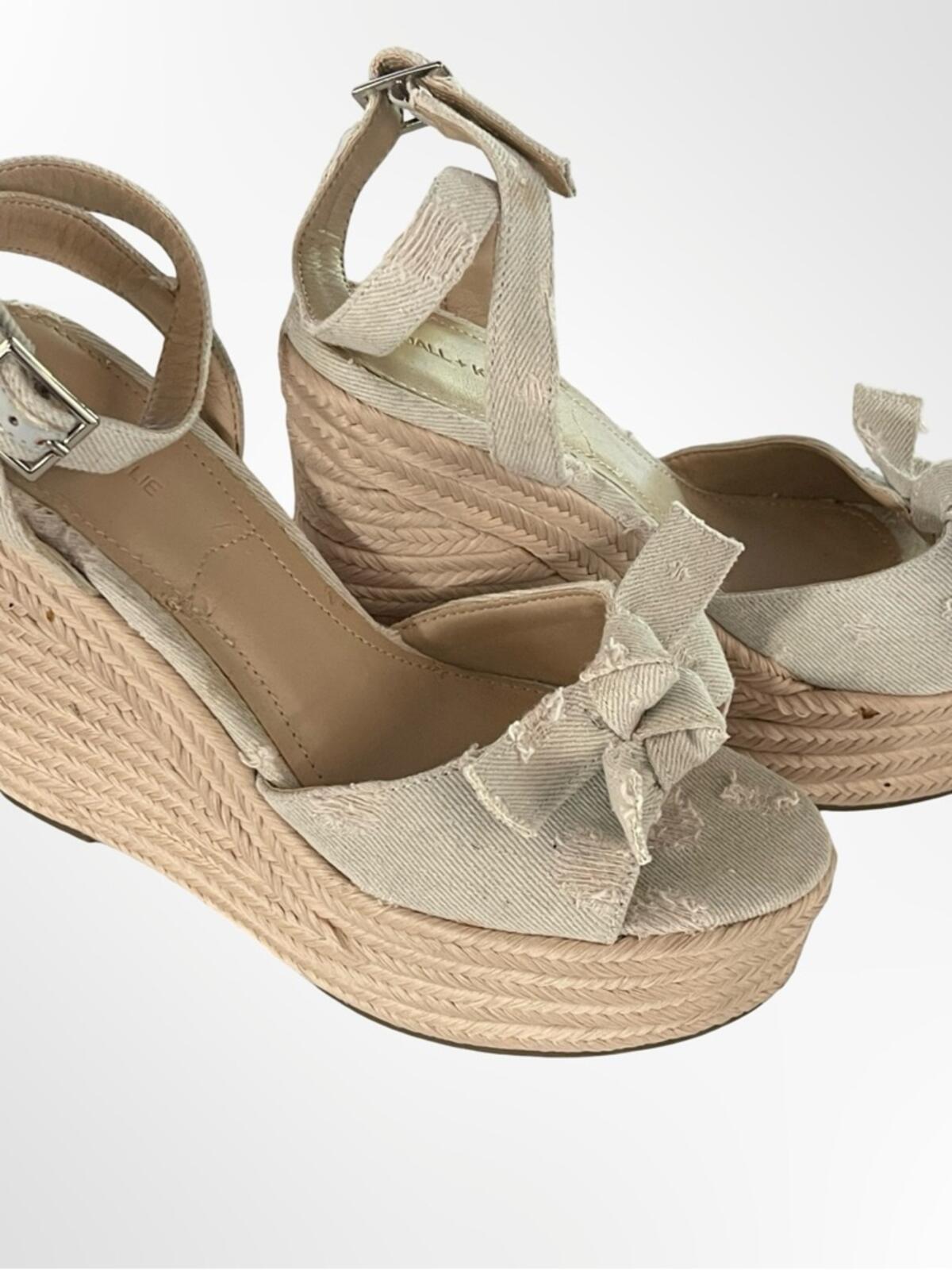 Kendall & Kylie Beige Canvas Bow Espadrille Sandals in 8.5