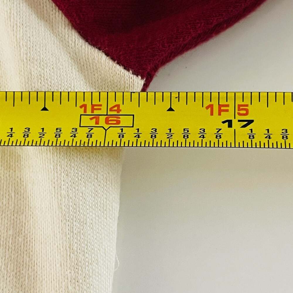 Vintage Floral Embroidered Off-White and Burgundy Raglan Long Sleeve Top