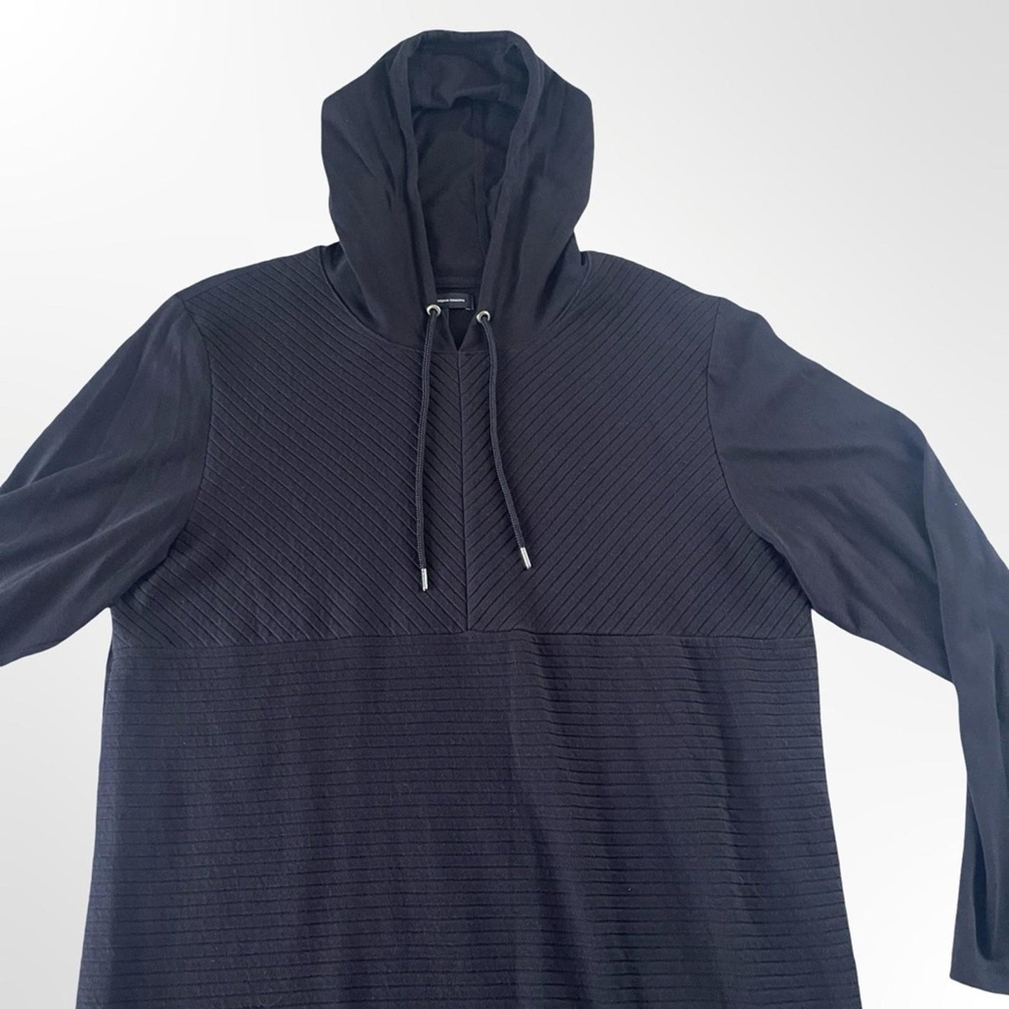 NWOT INC Black Hooded Long Sleeve Top in size L