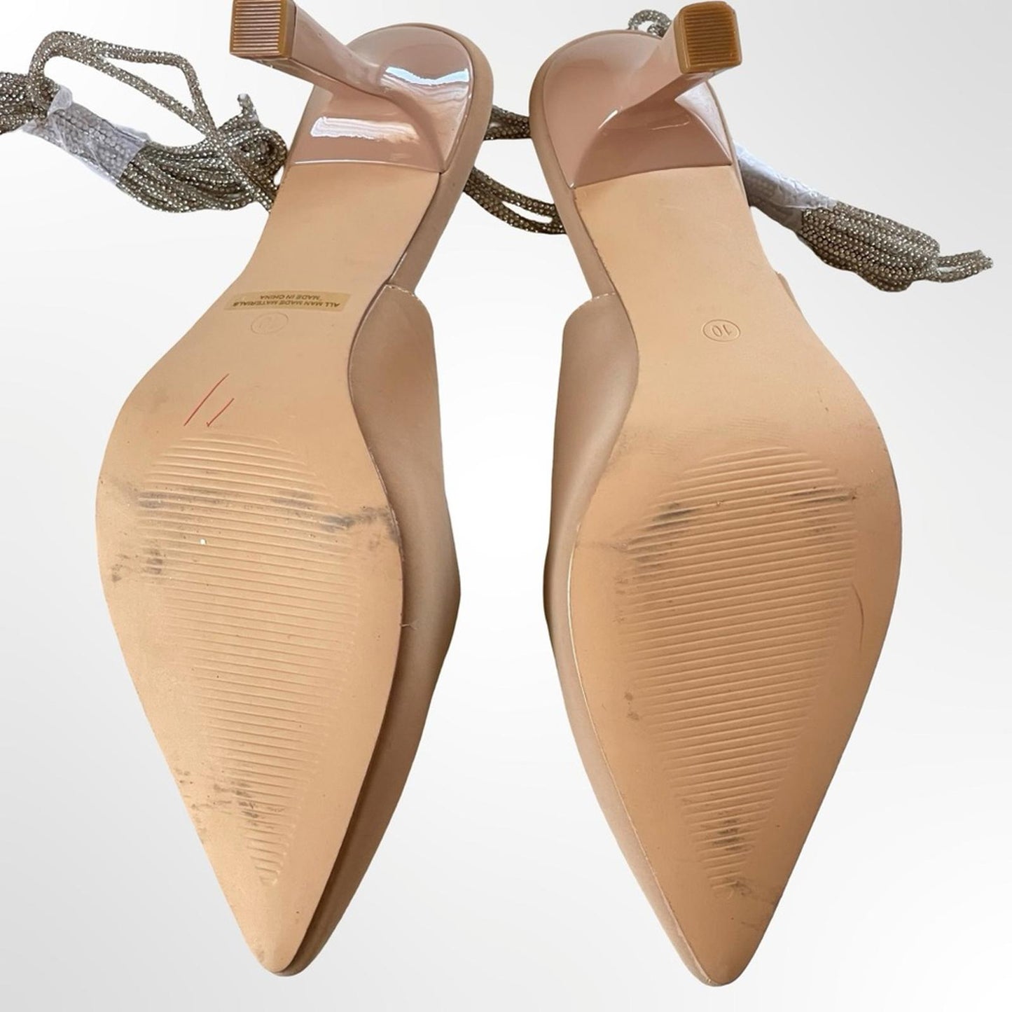 X2B Women's Pointed Toe Slingback Heels w Silver Lace NWOT