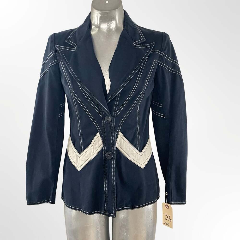 Vintage 1970s Roncelli Chevron Stripe Denim Blazer
