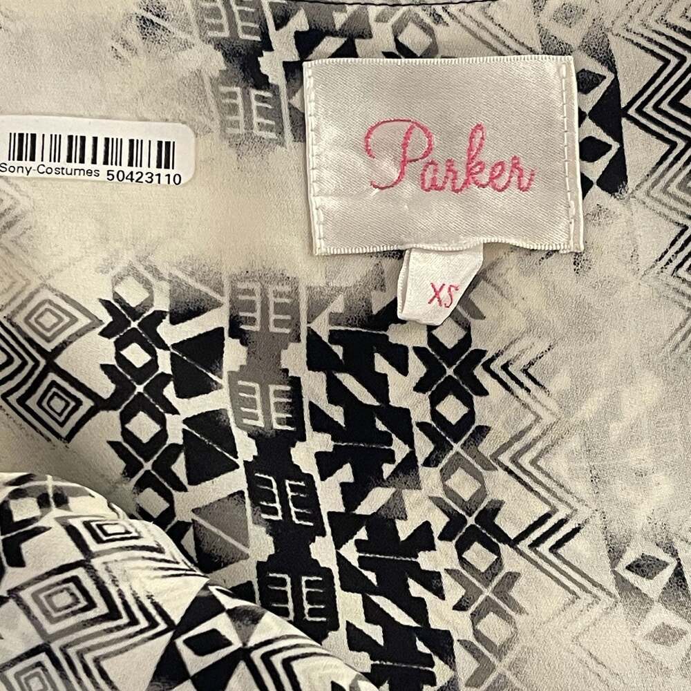 Parker 100% Silk Geometric Aztec Print Tiered Cami Top
