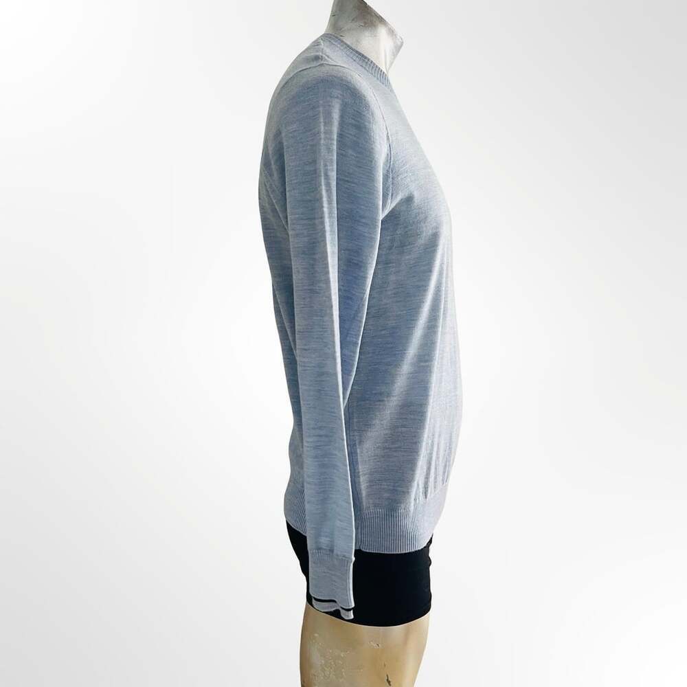 Murano Men's Extra Fine Merino Wool Crew Neck Sweater Light Blue Size L