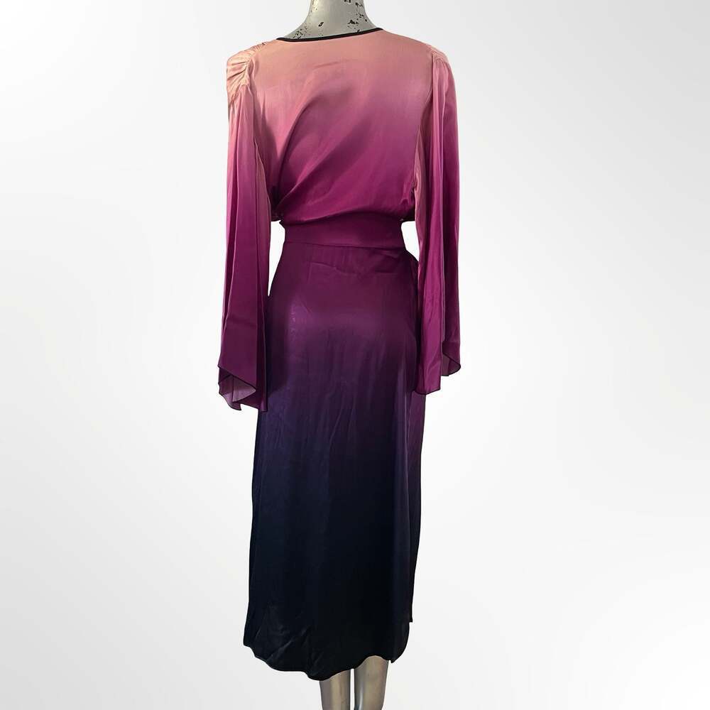 Fleur du Mal Long Angel Sleeve Ombre Silk Robe
