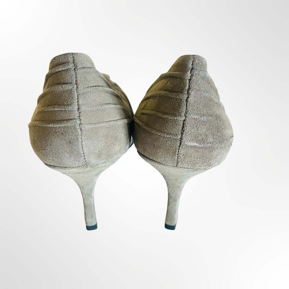 BCBGIRLS Suede Peep Toe Pumps with Knotted Detail