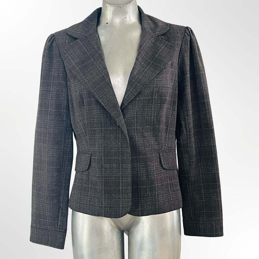 Rampage Women's Gray Plaid Single Button Blazer