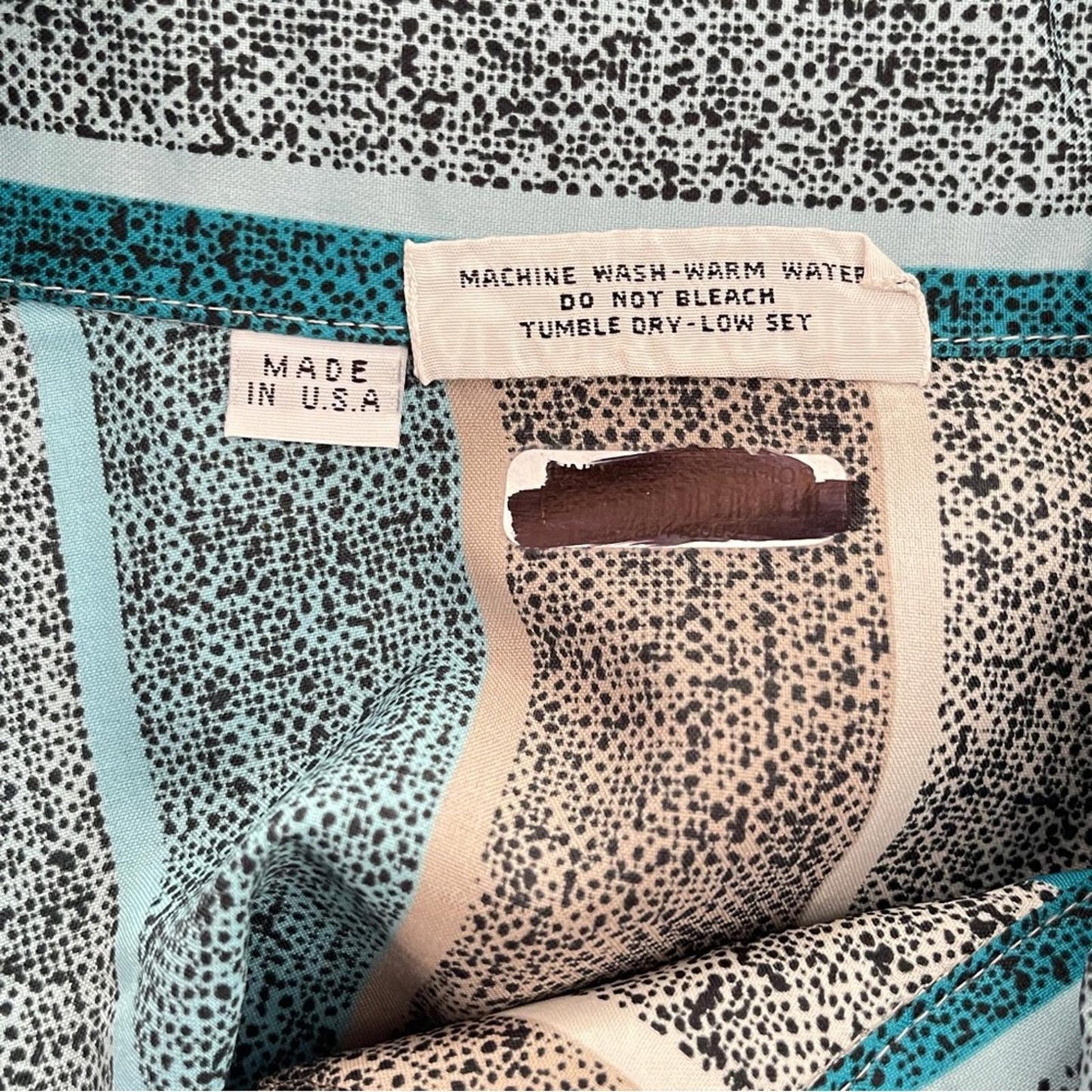 Women's Teal & Gray Striped Button-Up Silk Shirt
