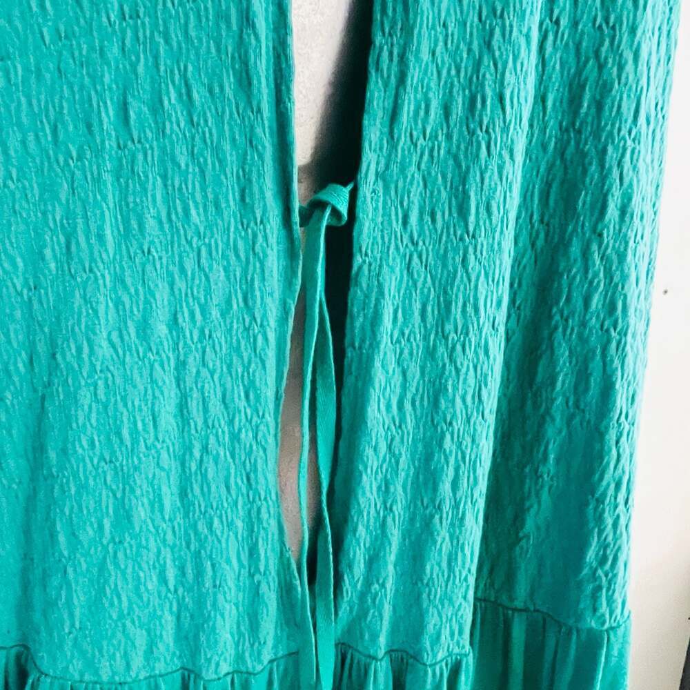 Free People Right on Time Green Sleeveless Tiered Tunic Tank Top Size L