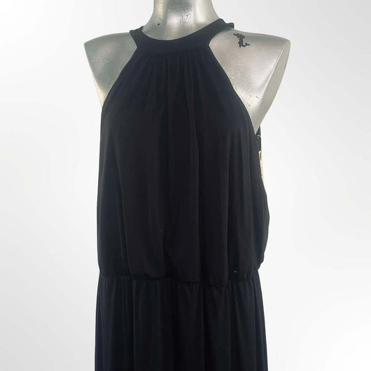 Debut Black Halter Neck Maxi Dress with Blouson Bodice
