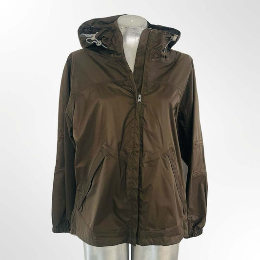 TRBN Performance Womens Brown Hooded Rain Jacket Size Medium