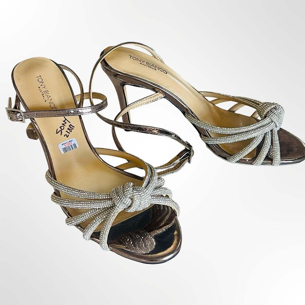 Tony Bianco Helena Gunmetal Shine Rhinestone Stiletto Heels