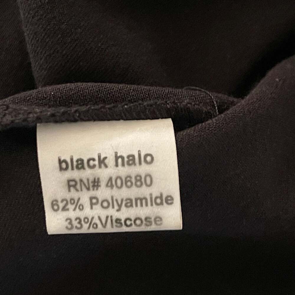 Black Halo Women's Black V-Neck Ruffle Sleeve Sheath Midi Dress