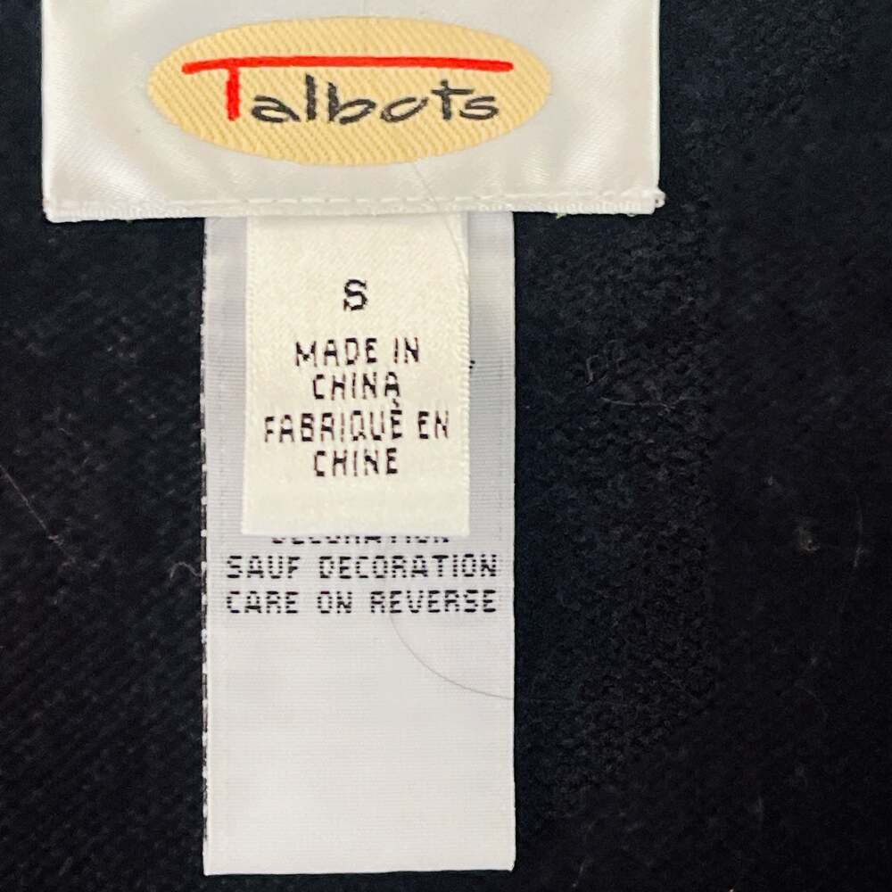 Talbots Black 100% Cotton Cardigan Sweater with Sequin and Bead Trim