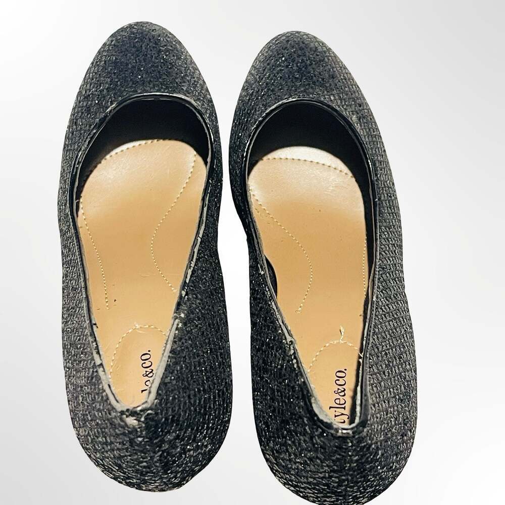 Style & Co. Nikolet Black Glitter Round Toe Pumps