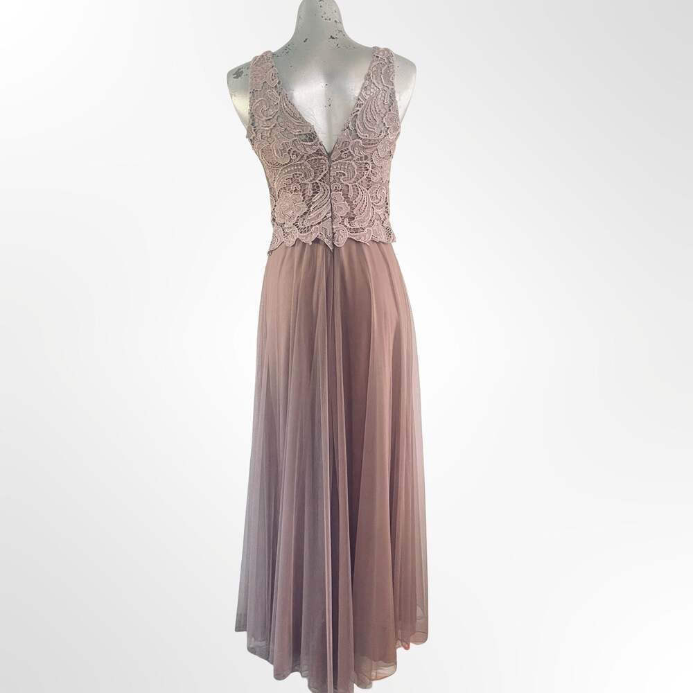 Eureka Fashion 7025 Dusty Rose Embroidered Lace Bodice Chiffon A-line Gown