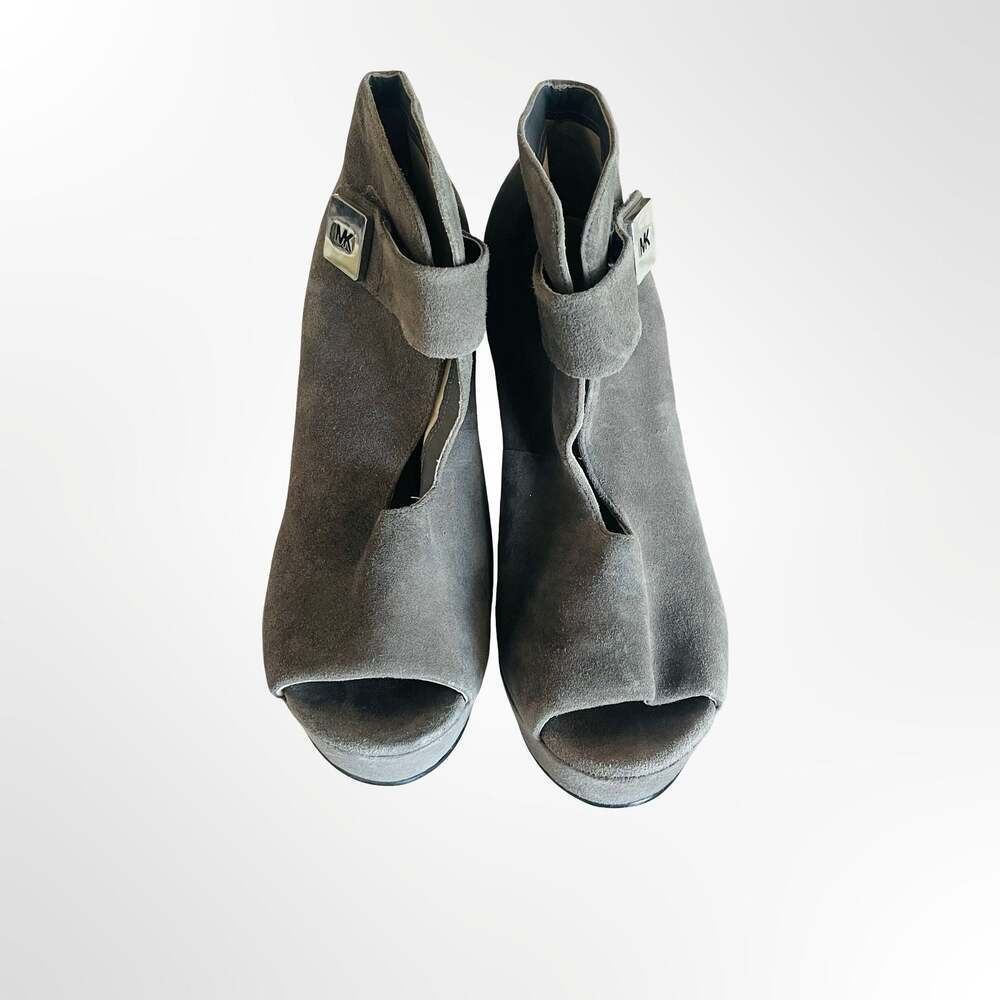 MICHAEL Michael Kors Gray Suede Platform Peep Toe Ankle Boots
