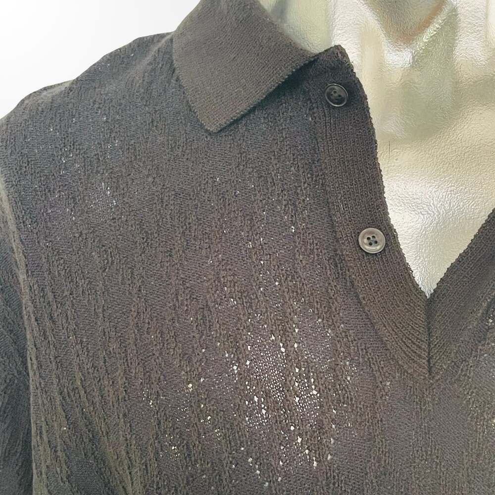 Hyde Park Men's Black Long Sleeve Knit Polo Sweater Size XL