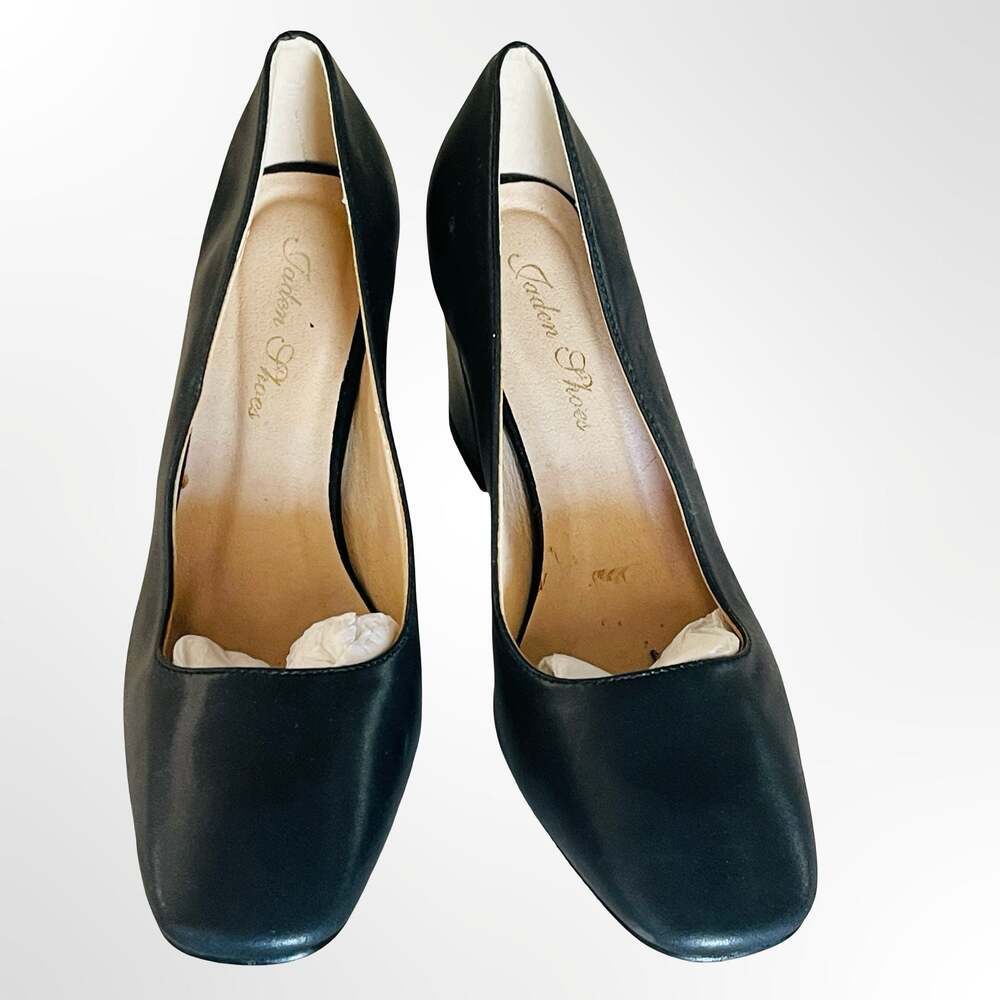 Jaden Shoes Black Square Toe Block Heel Pumps