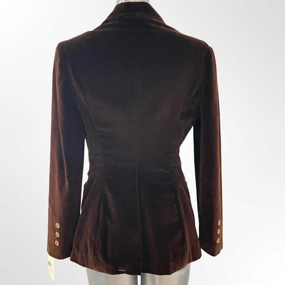 Multiple Choice Vintage Brown Velvet Blazer Jacket with Peak Lapels