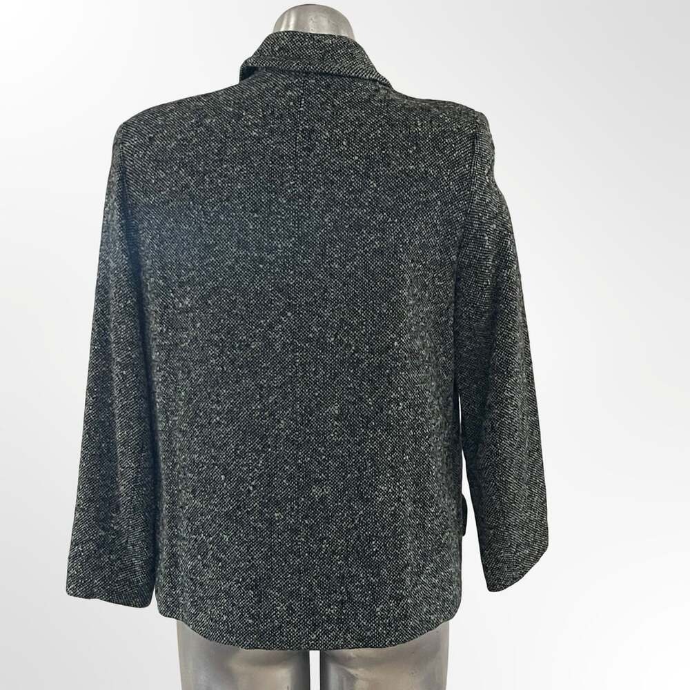 Vintage Nordstrom Black and White Tweed Collared Button-Up Wool Jacket