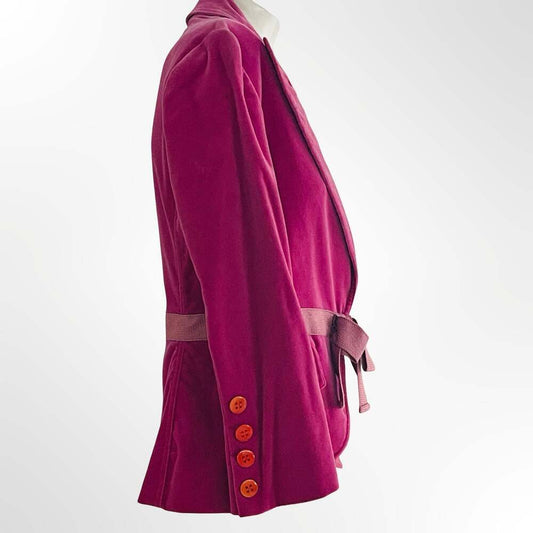 Samantha Treacy Women's Hot Pink Velvet Blazer Jacket with Floral Lining