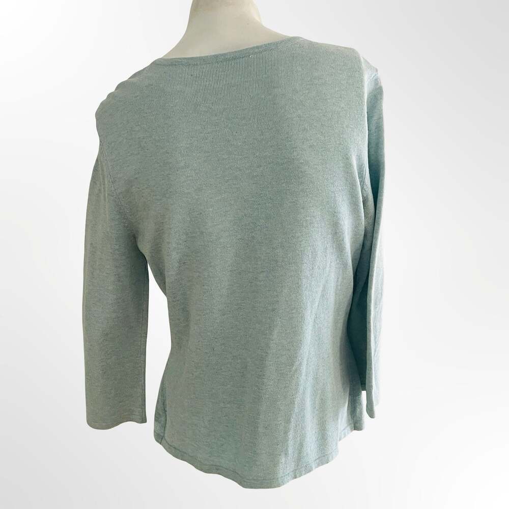 Northern Reflections Blue Floral Embroidered Cardigan Sweater Medium