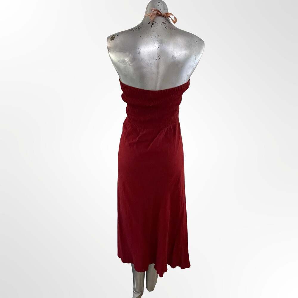 Yoa Red Strapless Dress with Jacquard Weaving