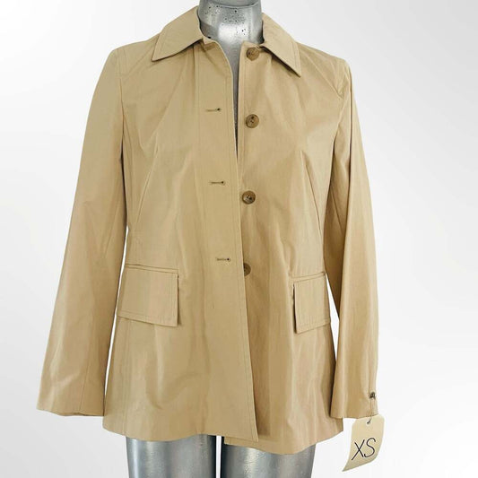 Banana Republic Womens Beige Button-Front Utility Rain Jacket