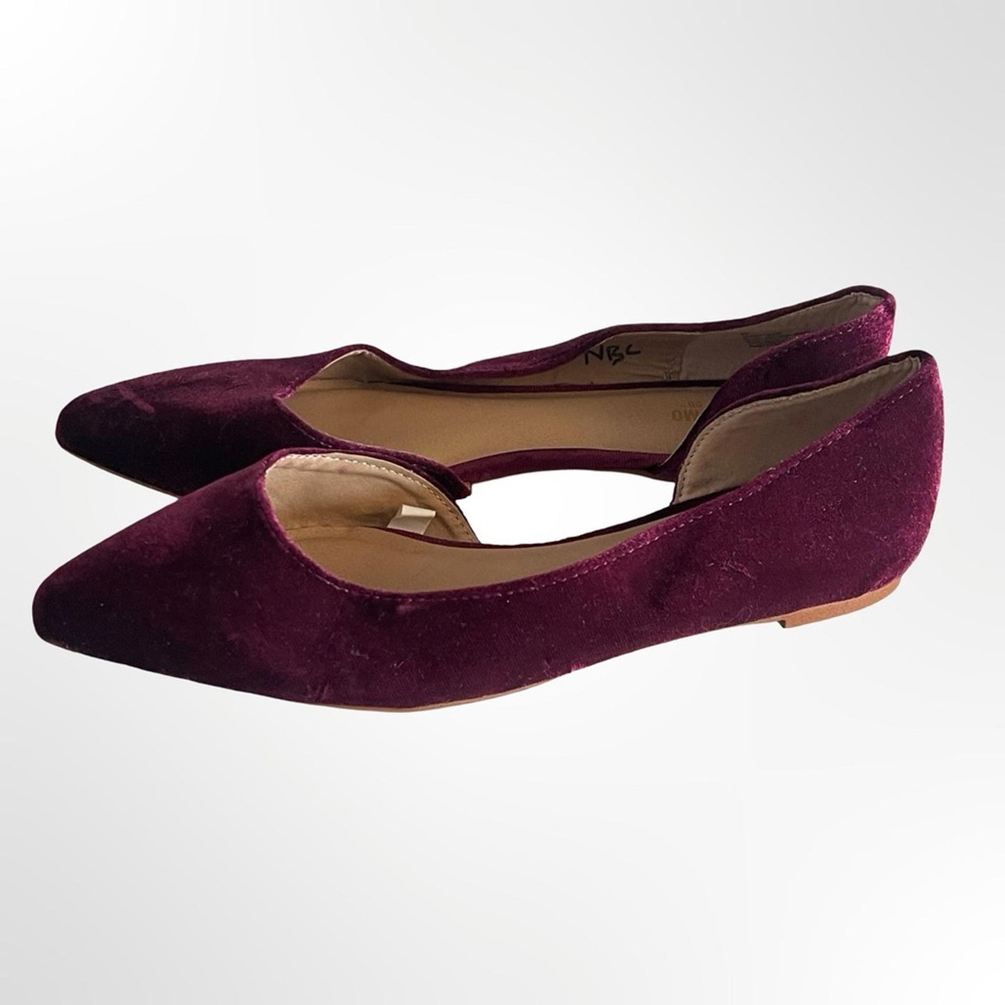 Mossimo Pointed Velvet D'Orsay Flats in Plum in 6.5