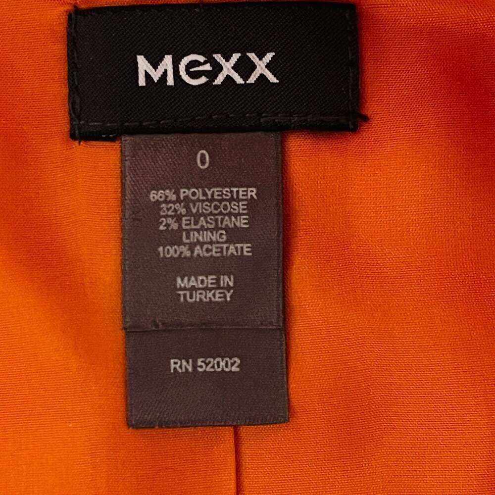 Mexx Orange Wool-Blend Blazer Jacket with Contrast Knit Ribbed Sleeves