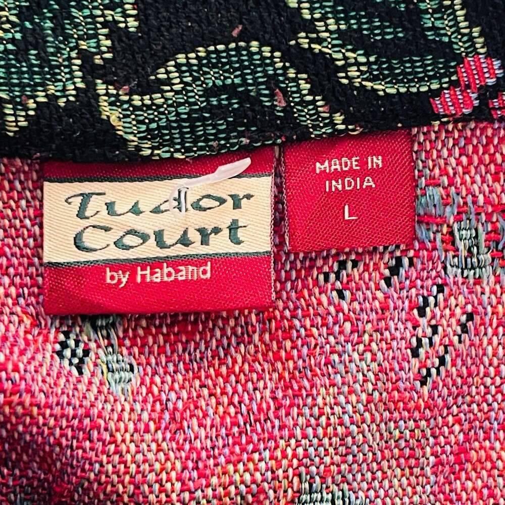 Tudor Court by Haband Poinsettia Tapestry Button-Down Jacket