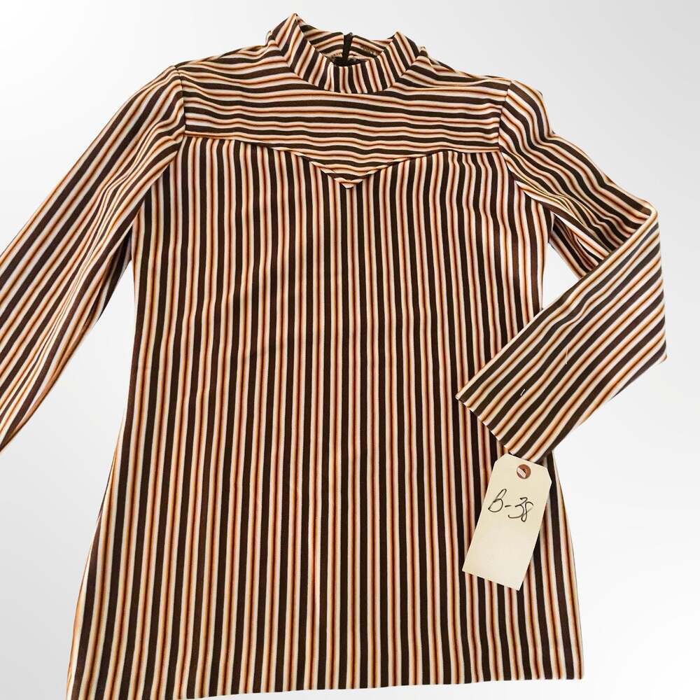 Vintage H Bar C California Ranchwear Striped Mock Neck Long Sleeve Top M