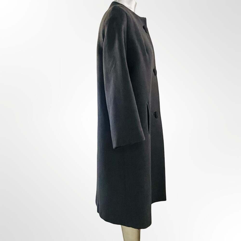 Vintage Dark Grey Collarless Wool Swing Coat with Knot Buttons