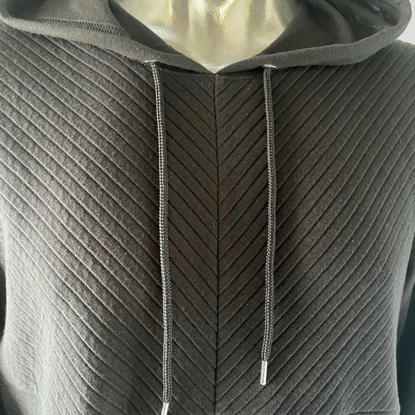 NWOT INC Black Hooded Long Sleeve Top in size L